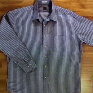 Ike Behar Blue & White Multi-Stripe Dress Shirt